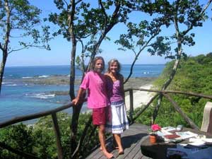 Shanti and Raymond on sundeck at Tree Tops Bed and Breakfast, Costa Rica